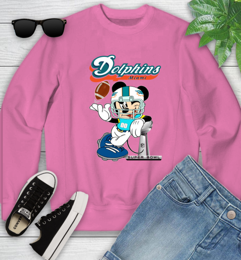 NFL Miami Dolphins Mickey Mouse Disney Super Bowl Football T Shirt Youth Sweatshirt 7