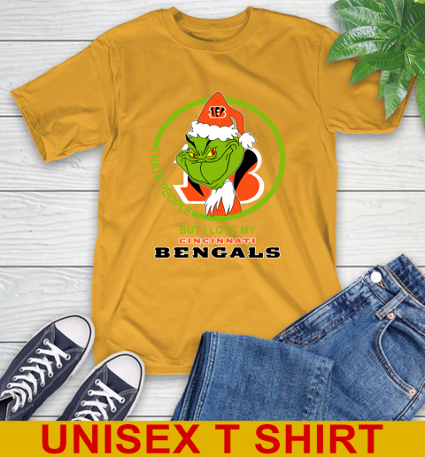 Cincinnati Bengals NFL Christmas Grinch I Hate People But I Love My Favorite Football Team T-Shirt 3