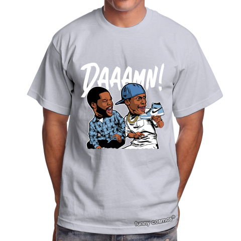 Air Jordan 1 University Blue Matching Sneaker Shirt Daaamn Meme White Blue Sneaker Carolina Blue Tshirt