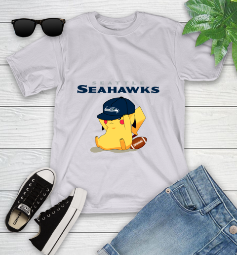 NFL Pikachu Football Seattle Seahawks Youth T-Shirt 4