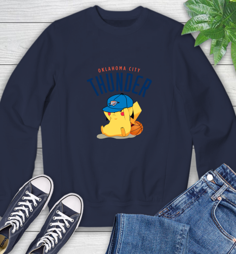NBA Pikachu Basketball Sports Oklahoma City Thunder Sweatshirt 3