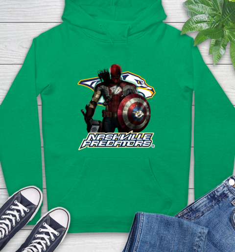 NHL Captain America Thor Spider Man Hawkeye Avengers Endgame Hockey Nashville Predators Hoodie 8