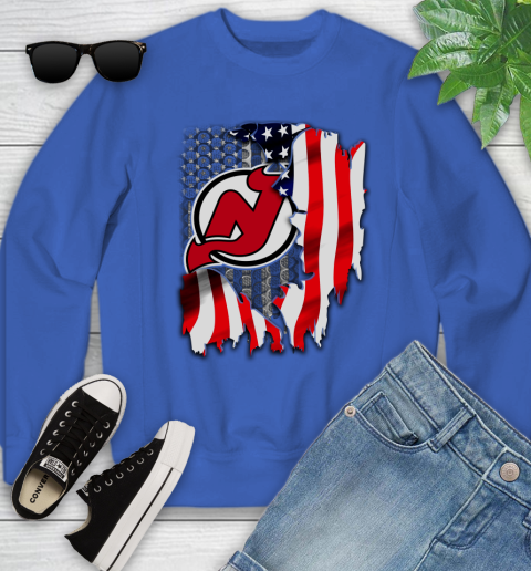 New Jersey Devils NHL Hockey American Flag Youth Sweatshirt 7