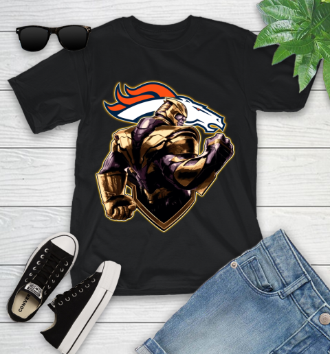 NFL Thanos Avengers Endgame Football Sports Denver Broncos Youth T-Shirt 2