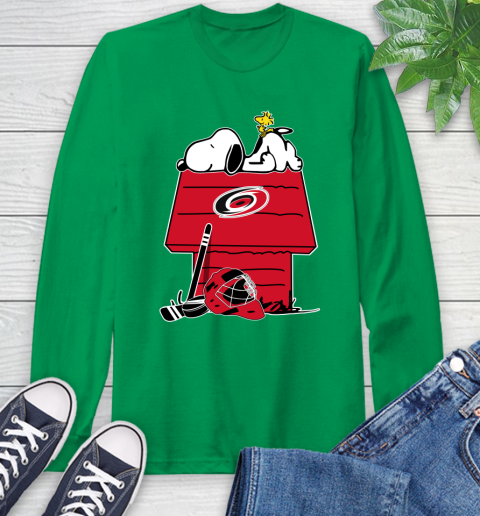 Carolina Hurricanes NHL Hockey Snoopy Woodstock The Peanuts Movie Long Sleeve T-Shirt 7