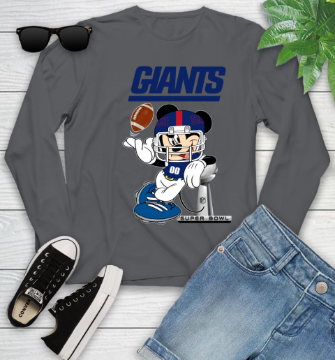 NFL newyork giants Mickey Mouse Disney Super Bowl Football T Shirt Youth Long Sleeve 8