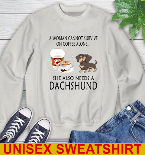 Women cannot survive on coffee alone she also need a DACHSHUND tshirt 36