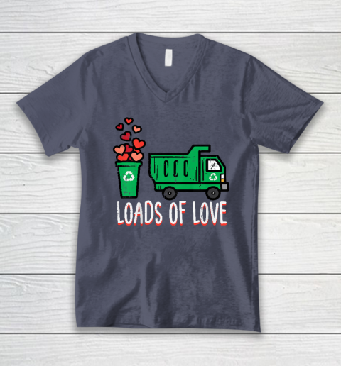 Kids Valentines Day Garbage Truck Loads Of Love V-Neck T-Shirt 6