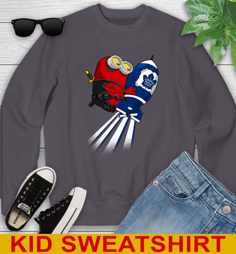 NHL Hockey Toronto Maple Leafs Deadpool Minion Marvel Shirt Youth Sweatshirt 5
