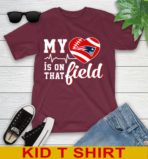 NFL My Heart Is On That Field Football Sports New England Patriots Youth T-Shirt 5