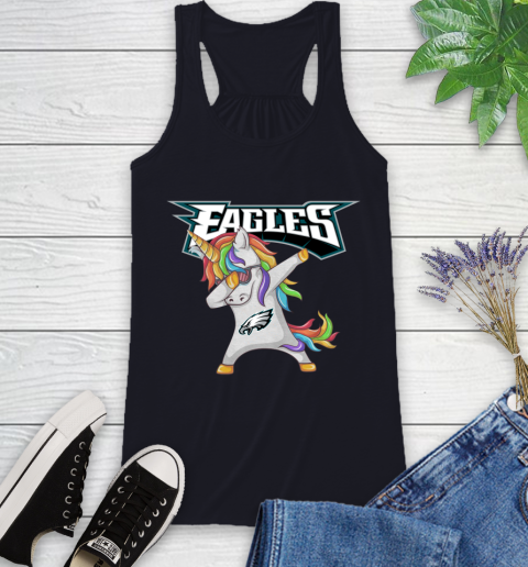 Philadelphia Eagles NFL Football Funny Unicorn Dabbing Sports Racerback Tank 10