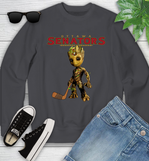 Ottawa Senators NHL Hockey Groot Marvel Guardians Of The Galaxy Youth Sweatshirt 6