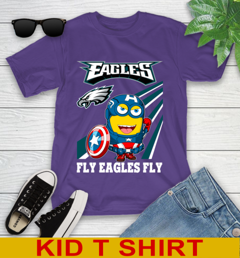 NFL Football Philadelphia Eagles Captain America Marvel Avengers Minion Shirt Youth T-Shirt 3