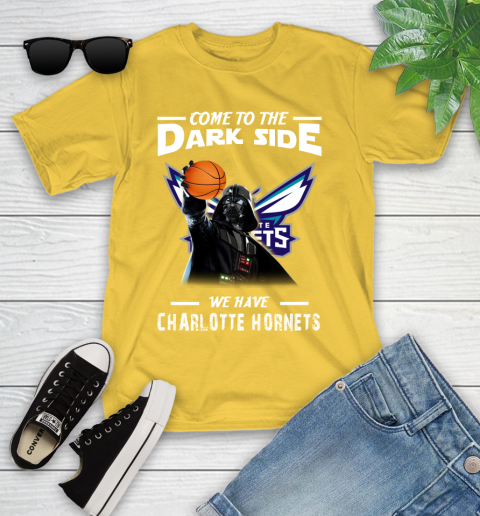 NBA Come To The Dark Side We Have Charlotte Hornets Star Wars Darth Vader Basketball Youth T-Shirt 10