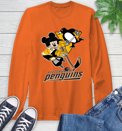 NHL Pittsburgh Penguins Mickey Mouse Disney Hockey T Shirt Long Sleeve T-Shirt 17