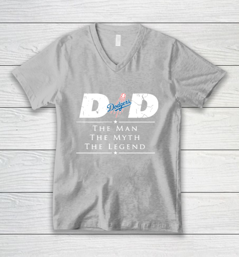 Los Angeles Dodgers MLB Baseball Dad The Man The Myth The Legend V-Neck T-Shirt 3