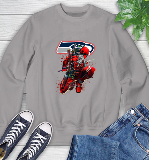 NFL Deadpool Marvel Comics Sports Football Seattle Seahawks Sweatshirt 5