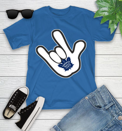 Toronto Maple Leafs NHL Hockey Mickey Rock Hand Disney Youth T-Shirt 9
