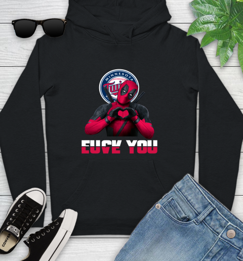 MLB Minnesota Twins Deadpool Love You Fuck You Baseball Sports Youth Hoodie