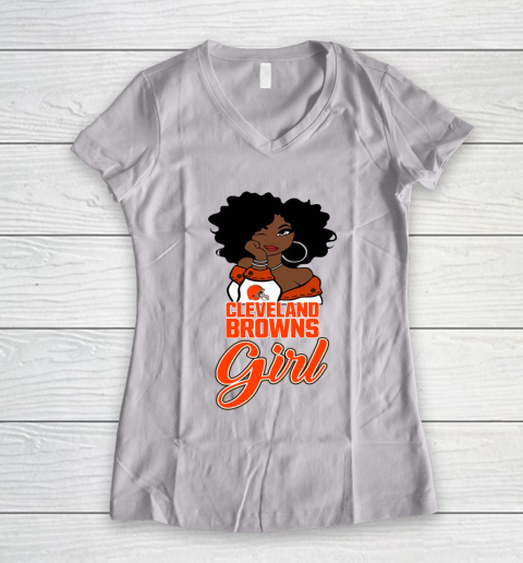 Cleveland Browns Girl NFL Women's V-Neck T-Shirt 2