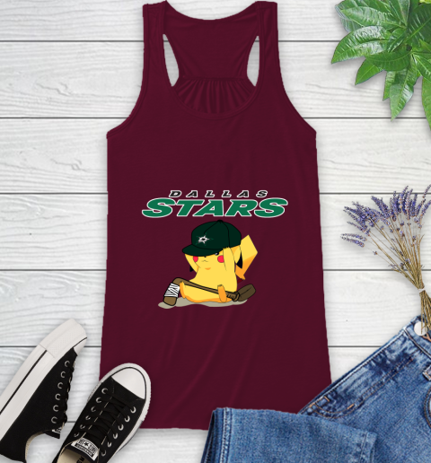 NHL Pikachu Hockey Sports Dallas Stars Racerback Tank 3