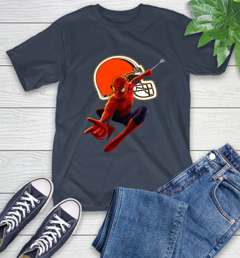 NFL Spider Man Avengers Endgame Football Cleveland Browns T-Shirt 4
