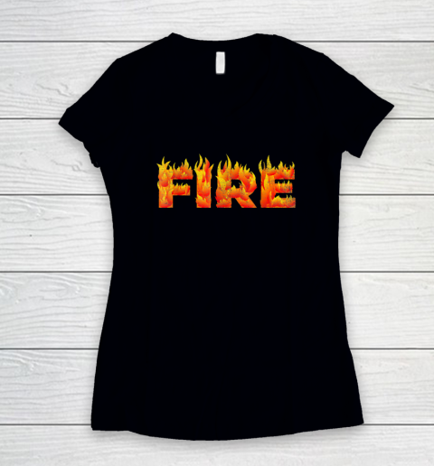 FIRE Couple Matching DIY Last Minute Halloween Women's V-Neck T-Shirt
