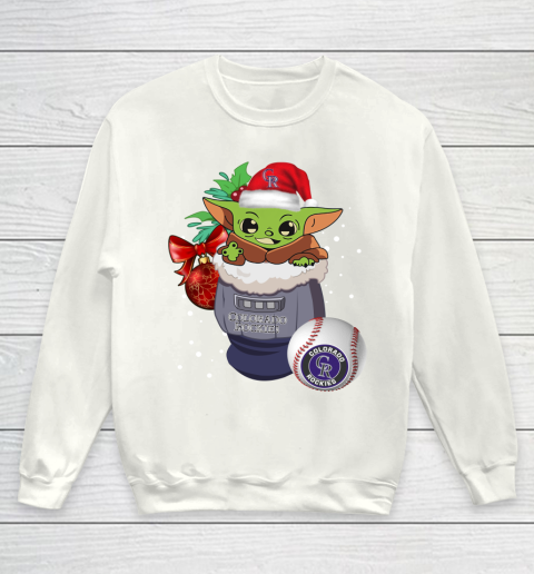 Colorado Rockies Christmas Baby Yoda Star Wars Funny Happy MLB Youth Sweatshirt 2