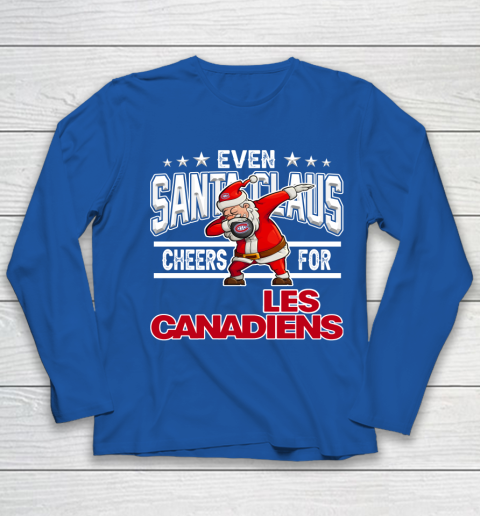 Montreal Canadiens Even Santa Claus Cheers For Christmas NHL Youth Long Sleeve 7