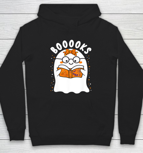 Booooks! Cute Ghost Reading Library Books Halloween Teacher Hoodie
