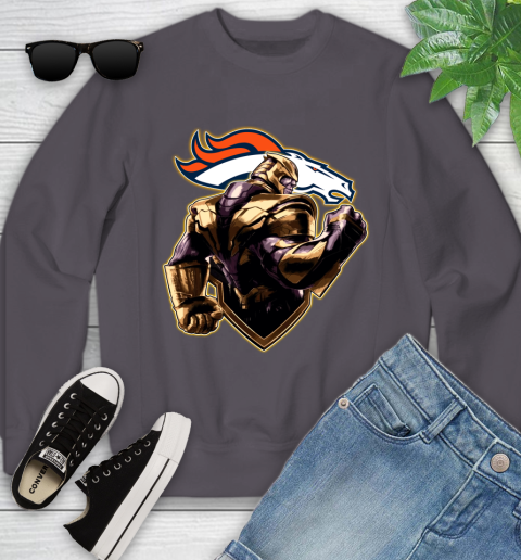 NFL Thanos Avengers Endgame Football Sports Denver Broncos Youth Sweatshirt 6