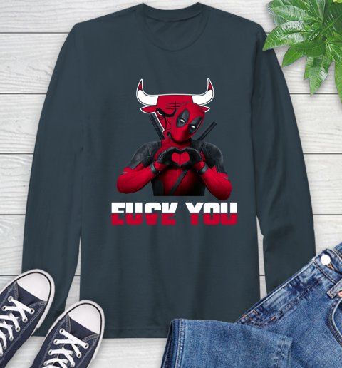 NBA Chicago Bulls Deadpool Love You Fuck You Basketball Sports Long Sleeve T-Shirt 9