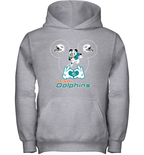 I Love The Dolphins Mickey Mouse Miami Dolphins Youth Hoodie 