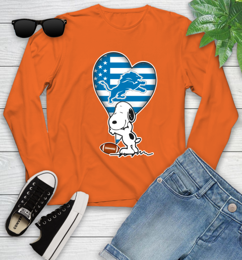 Detroit Lions NFL Football The Peanuts Movie Adorable Snoopy Youth Long Sleeve 4