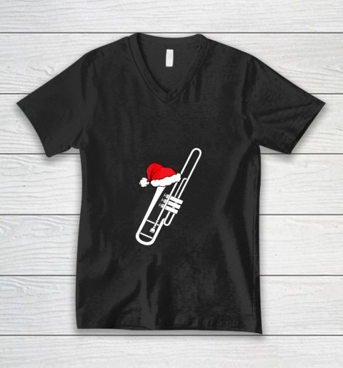 Christmas Gift Trombone Santa Trombone Funny Xmas Pajama V-Neck T-Shirt