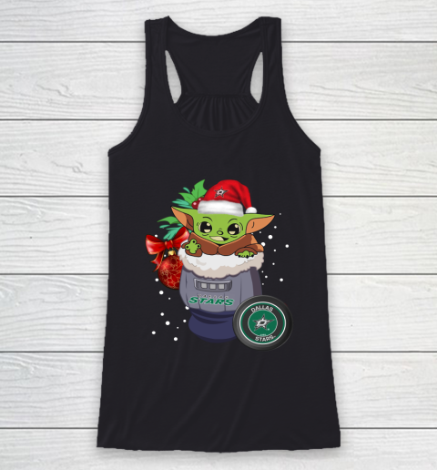 Dallas Stars Christmas Baby Yoda Star Wars Funny Happy NHL Racerback Tank