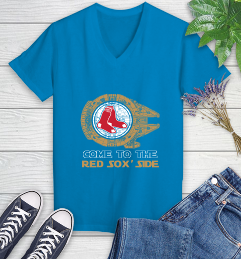 MLB Come To The Boston Red Sox Side Star Wars Baseball Sports Women's V-Neck T-Shirt 7