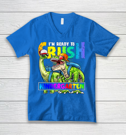 Next Level t shirts I m Ready To Crush Kindergarten T Rex Dino Holding Pencil Back To School V-Neck T-Shirt 5