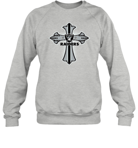 NFL Black Crusader Cross Oakland Raiders Sweatshirt mhdd nfl black crusader cross oakland raiders sweatshirt 35 front sport grey
