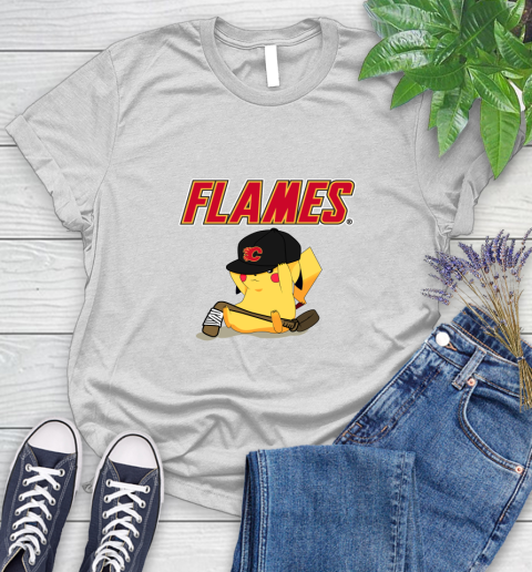 NHL Pikachu Hockey Sports Calgary Flames Women's T-Shirt