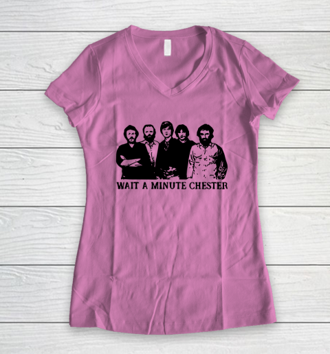 Wait A Minute Chester April Wine Women's V-Neck T-Shirt 8