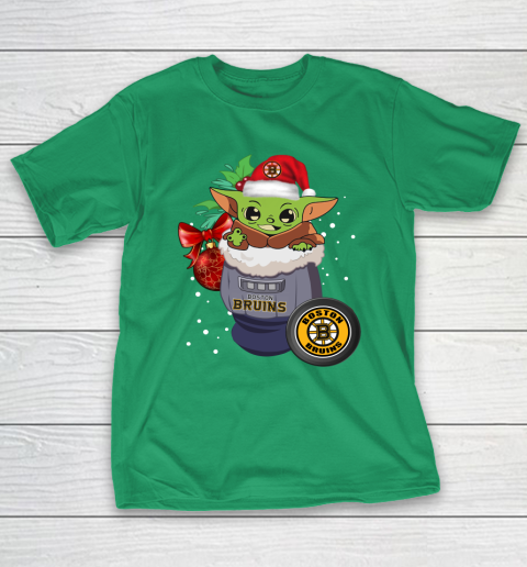 Boston Bruins Christmas Baby Yoda Star Wars Funny Happy NHL T-Shirt