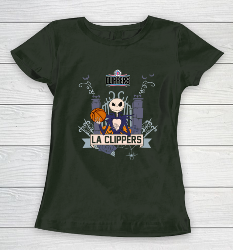 NBA LA Clippers Basketball Jack Skellington Halloween Women's T-Shirt 4