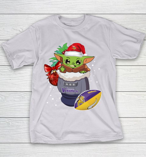 Minnesota Vikings Christmas Baby Yoda Star Wars Funny Happy NFL Youth T-Shirt 5