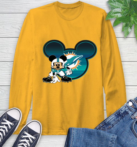NFL Miami Dolphins Mickey Mouse Disney Football T Shirt Long Sleeve T-Shirt 3