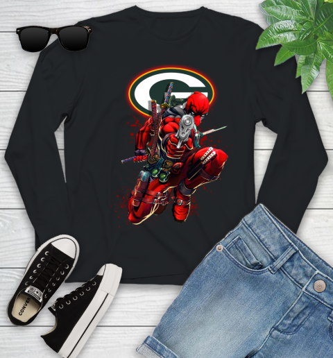 NFL Deadpool Marvel Comics Sports Football Green Bay Packers Youth Long Sleeve 2