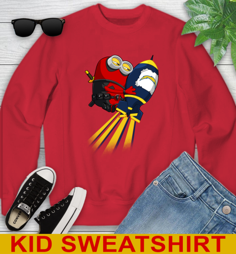 NFL Football Los Angeles Chargers Deadpool Minion Marvel Shirt Youth Sweatshirt 7