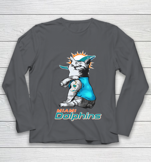 NFL Football My Cat Loves Miami Dolphins Youth Long Sleeve 6