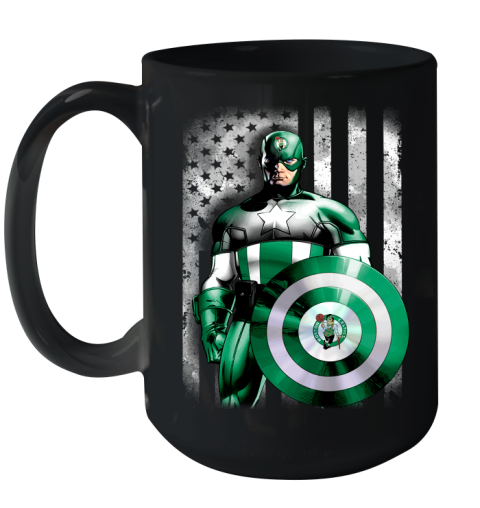 Boston Celtics NBA Basketball Captain America Marvel Avengers American Flag Shirt Ceramic Mug 15oz