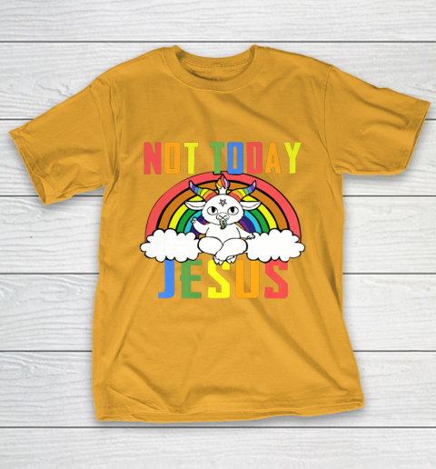Unicorn Rainbow Not Today Jesus Premium T-Shirt 15